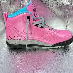 NEW with box Nike Air Flight 2013 Pink High-Top Sneakers with Blue Accents
